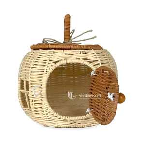 Handmade Vintage Rattan Pumpkin Basket Wicker Multifunction Hanging Decor Natural Seasonal <b>Ornament</b> for Halloween <b>Easter</b> Decor - Product Image 3