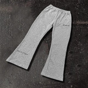 <b>Men</b> Vintage Flare Sweatpants <b>Elastic</b> Waist Baggy Bootcut <b>Trousers</b> Polyester Cotton embroidered logo Spring Wear - Product Image 1