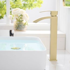 Rubinetto Moderno Monocomando per Bagno, Finitura Oro Spazzolato, Rubinetto Monoforo per Lavabo, Rubinetto Monocomando per Vanità - Product Image 5