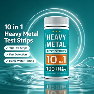 Tiras reactivas de prueba de agua al por mayor 10 en 1 para metales pesados (Cu/Fe/Mn/Hg/Ca/Cr/Zn/<span class=keywords><strong>Mg</strong></span>/Pb/Cd) para agua potable, 100 tiras - Product Image 1