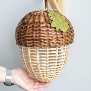 Wholesale High Quality Acorn Shaped Rattan Pendant <b>Wall</b> Lamp Shade Suitable for Baby <b>Nursery</b> Kids Room <b>Light</b> Decor From Vietnam - Product Image 1