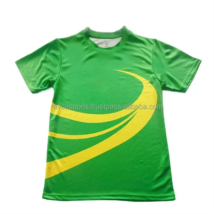 オリジナル品質のカスタムメイドの緑と黄色のサッカージャージーユースチームトレーニングサッカージャージ基本的なOネックサッカージャージ