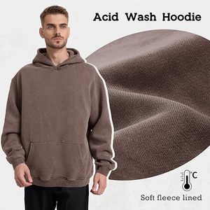 Sudadera con capucha descolorida en blanco para imprimir, estilo oversize, para streetwear, al por mayor - Product Image 6