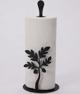 Trending Black Metal Standing <b>Paper</b> Holder Dispenser Modern Organizer For <b>Kitchen</b> Bathroom Countertop And Home Essentials - Product Image 1