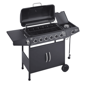 Barbecue a Gas Propano a 6 Bruciatori con Fornello Laterale, Potenza 59000 BTU, Griglie in Acciaio Inox Smaltato, Barbecue ad Alte Prestazioni - Product Image 1