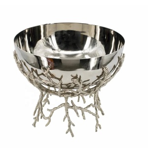 Bol en métal martelé rond de haute qualité avec support floral bol en aluminium décoratif bol à fruits en aluminium décor de table d'intérieur - Product Image 3