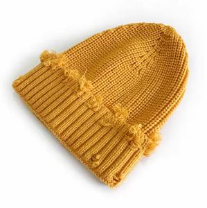 Unisex Hand Knitted Jacquard Beanie Hat Solid Color <b>Winter</b> <b>Cap</b> Street Style Adult Size 56-58CM 100% Cotton - Product Image 2