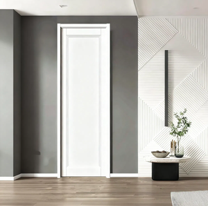 Puerta CAESAR de Estilo Moderno Americano, Puerta Interior Precolgada de MDF, Panel de Madera Sólida, Impermeable, Blanca, para Sala de Estar o Dormitorio - Product Image 1