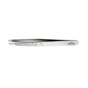 Pince à épiler professionnelle pour sourcils, plaquée or, en acier inoxydable, pointe inclinée, durable, logo personnalisé - Product Image 3