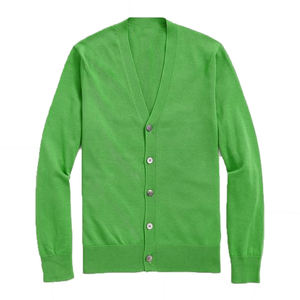 Unisex V-Neck Solid <b>Cardigan</b> Sweater Custom Color Nylon/Acrylic Knitwear Covered Button <b>Long</b> Sleeve Casual Winter <b>Thick</b> Front - Product Image 3