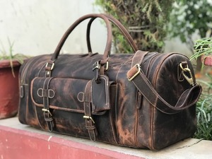 Bolsa de Viaje de Cuero de Grano Completo Hecha a Mano, Estilo Vintage, Bolsa de Fin de Semana, Gran Capacidad, con Cierre, para Hombre y Mujer - Product Image 4