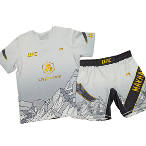T-shirt sans manches UFC pour homme, blanc, sublimation, MMA, polyester, séchage rapide, coupe ample, logo imprimé sur toute la longueur, arts martiaux mixtes - Product Image 3