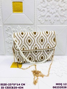Bolso de Noche de Lujo Hecho a Mano con Cuentas y Lentejuelas para Mujer |   Bolso de mano tipo clutch bordado para fiesta con correa de cadena - Product Image 2