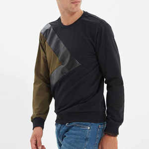 เสื้อสเวตเชิ้ตคอกลมสีดำมะกอกลายเฉียงสำหรับผู้ชาย ขายส่ง เสื้อกันหนาวแขนยาว เสื้อพูลโอเวอร์ เสื้อผ้าสั่งทำ - Product Image 3