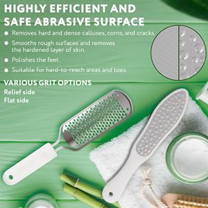 Removedor de callos de pie de pedicura profesional, mango ergonómico, raspador de callos de acero inoxidable de doble cara blanco, juego de limas para pies - Product Image 4
