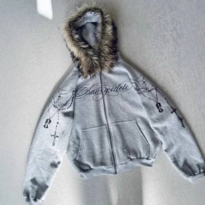 Sudadera con Capucha Estampada de Corte Regular Estilo Urbano Europeo y Americano, 100% Algodón Felpa, para Hombre, Invierno, Ecológica - Product Image 3