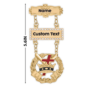 Custom Knights Templar Breast Jewel Gold Plated <b>Masonic</b> Regalia <b>Medal</b> with Engravable Double Bar Pin Officers Jewel - Product Image 1