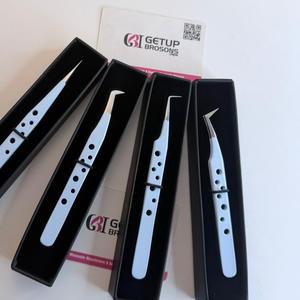 Pince à épiler pour cils GETUP BROSONS IMPEX en acier inoxydable de précision, antistatique, à pointe lisse de 10 mm, emballage personnalisable avec logo - Product Image 1
