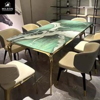 Ensembles de tables à manger en marbre sur mesure, formels et élégants, meubles de salle à manger modernes et luxueux, fabriqués à Foshan, Chine