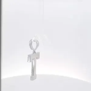 925 Sterling Silver 18K <b>Gold</b> Plated Brilliant Cut <b>Letter</b> T Moissanite Hip Hop Luxury Iced Pendant for Unisex Tishya Diamond - Product Image 4
