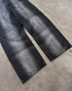 Jeans pour hommes décontractés, vintage, en denim noir, coupe droite, taille mi-haute, ourlet brut, en denim tricoté et délavé, de créateur, personnalisés, par fabricant de jeans - Product Image 6