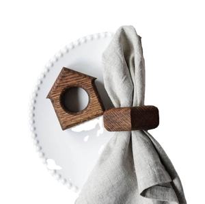 Anneau de serviette en bois massif rustique, design géométrique minimaliste, artisanal, accessoire de table haut de gamme pour les dîners, les mariages et le style de la maison - Product Image 1