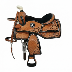Nouvelle Selle de Cheval Western en Cuir 2026 avec Motifs Floraux et Ferrures en Laiton Couleur Marron - Product Image 1
