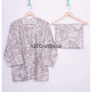 Robe de nuit pour femme 100% coton doux, imprimé numérique motif floral, tenue de mariée et demoiselle d'honneur, respirante, combo printemps - Product Image 4