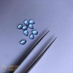 Pierres précieuses Jaipuri naturelles pour topaze bleue, cabochon lâche, coupe poire lisse, 4 mm et 6 mm, polies pour la fabrication de bijoux - Product Image 1