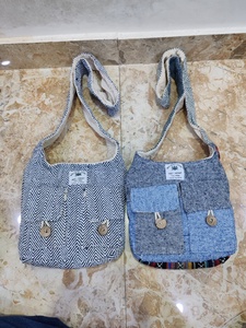 Bohemian Denim <b>Shoulder</b> <b>Bag</b> With Button Closure And Geometric Pattern Single <b>Strap</b> Cotton Lining All Seasons Use - Product Image 3