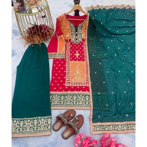 Top de fiesta para mujer de diseñador y conjunto de Plazzo Dupatta elegante y con estilo - Product Image 5
