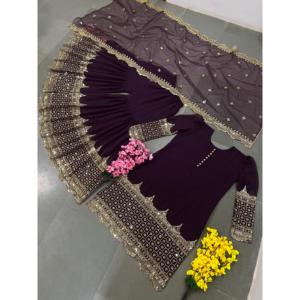 Fancy Women's <b>Party</b> Wear <b>Top</b> Bottom with Embroidered Dupatta Sequence Work Set - Product Image 1