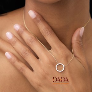 Collar con Colgante de Diamante Cultivado en Laboratorio para Mujer, Collar Redondo con Halo de Diamantes, Colgante Minimalista con Diamantes - Product Image 4