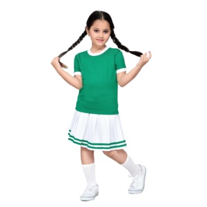 Logotipo personalizado Niñas Uniformes escolares Ropa deportiva Vestido Conjunto para cuello redondo Camiseta con pantalones cortos - Product Image 4