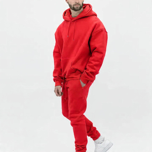 Conjunto Deportivo de 2 Piezas para Hombre, Talla Grande, Sudadera con Capucha y Pantalones Deportivos de Felpa de Algodón, Ropa Deportiva Urbana con Logotipo Personalizado - Product Image 1
