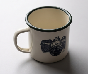 Cream Iron <b>Enamel</b> <b>Mug</b> Vintage Camera Sketch Graphic Print Metal Coffee Cup Wholesale Factory Direct Supply Partner Global Market - Product Image 5