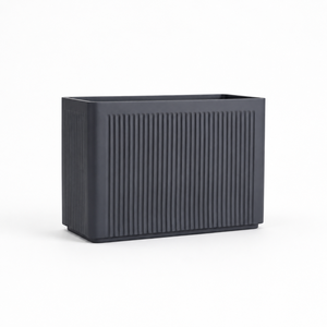 Jardinera Rectangular Moderna Blanca de Fibra de Vidrio con Nervaduras Hieta Garden, 90x40x60cm, para Exteriores, Patio, Maceta - Product Image 1
