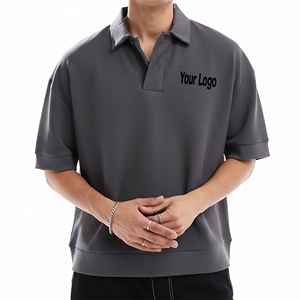 Chemises pour hommes de qualité supérieure, tendance, en polyester/coton, à manches courtes, légères, avec logo brodé personnalisé, tricotées, séchage rapide - Product Image 1