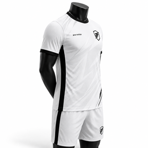 <b>BIN</b> FATEH Men's Soccer Uniform Set White Black Sublimation Print Breathable Polyester Adult Size Soccer Uniform WIth Best OEM - Product Image 4