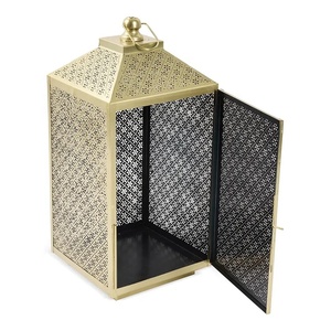 2026 Wholesale Moroccan Style <b>Gold</b> Metal Candle Holder <b>Lantern</b> for Tabletop & Floor Home Decorations - Product Image 2