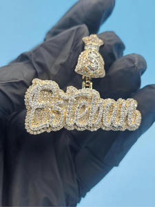Collar Personalizado de Joyería Hip Hop con Nombre, Colgante de Bolsa de Dinero, Colgante de Signo de Dólar, Colgante con Logotipo Personalizado, Estilo Rapero - Product Image 5
