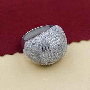 Moissanite Round Diamond Hip Hop Cocktail <b>Ring</b> 925 Sterling <b>Silver</b> Bustdown For <b>Mens</b> Anniversary Party Gift For Friends - Product Image 6