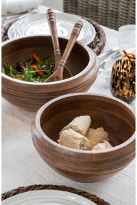 Bol de service jetable en bois d'acacia, bol à salade, à fruits, à collations en bois naturel, écologique, style américain, élégant, vaisselle de cuisine - Product Image 6