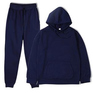 Ensemble deux-pièces de sport pour hommes, survêtement en polaire de couleur unie à capuche, nouvelle collection automne hiver, taille brodée S-3XL - Product Image 4