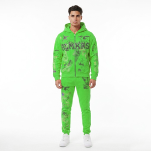 Conjunto Deportivo Informal con Capucha, Corte Ajustado, 100% Algodón, Transpirable, de Alta Calidad, para Correr - Product Image 4
