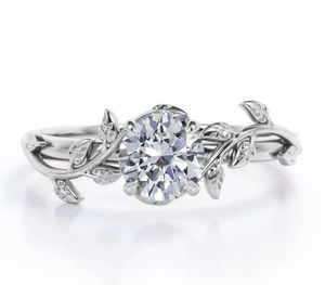 Bestselling 1 Carat Cut Moissanite Luxury Vine Engagement Wedding <b>Ring</b> Sterling <b>Silver</b> Geometric Prong Setting Certified Unique - Product Image 1