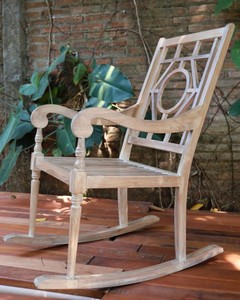 Chaise à bascule circulaire en teck massif pour hôtel et usage extérieur, mobilier de jardin moderne - Product Image 2