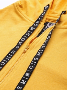 Sudadera con Capucha Amarilla para Mujer, Color Sólido, Estampado de Letras, Manga Larga, Estilo Casual de Otoño, 100% Algodón Tejido, Corte Regular - Product Image 6