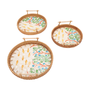 ถาดลายปลาโมเสกมุกแท้พร้อมหูจับหวาย ถาดเสิร์ฟขายส่งยอดนิยม - Product Image 2