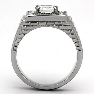 Anello in Acciaio Inossidabile Lucidato TK955 con Zirconi Cubici di Grado AAA - Piatti e Stoviglie - Product Image 3